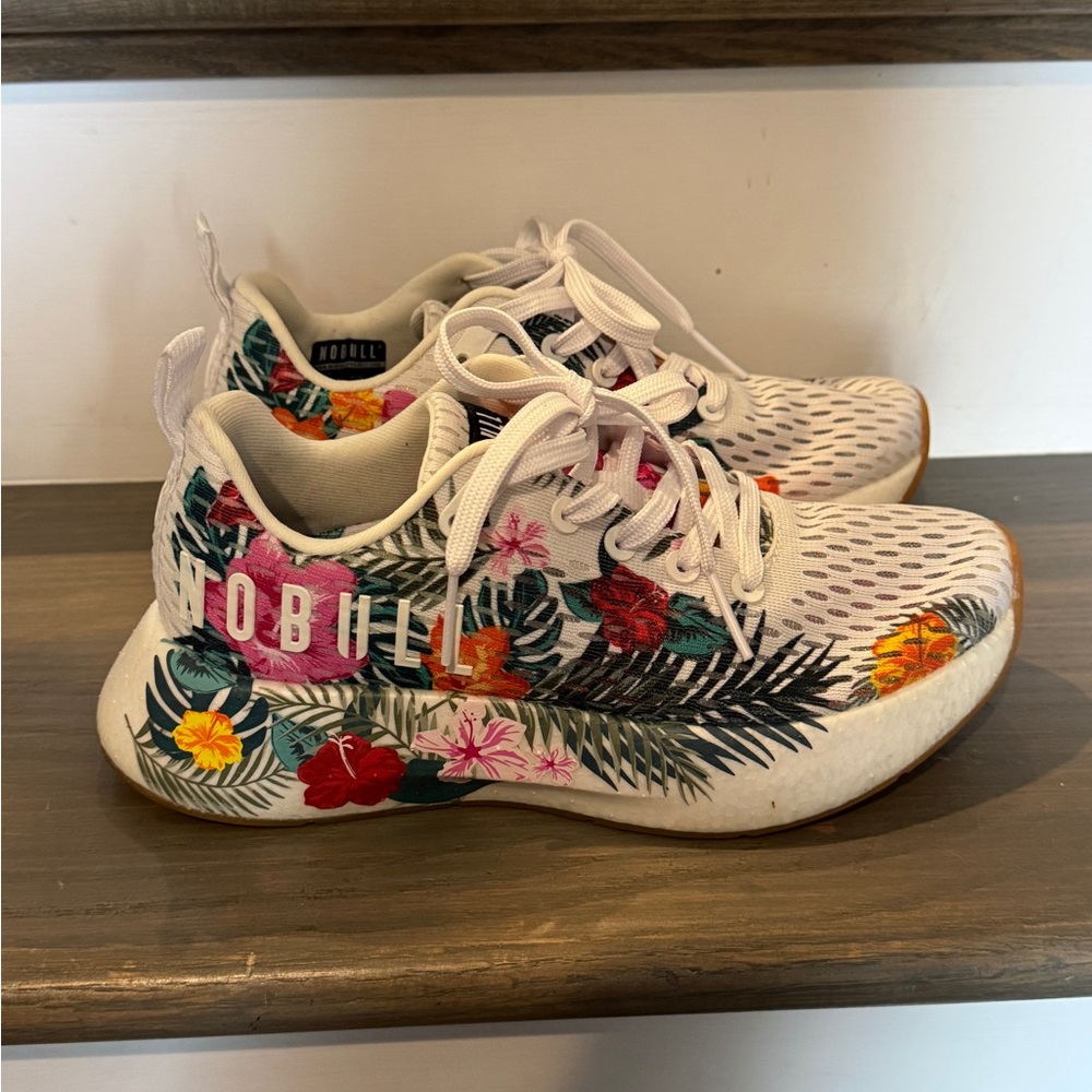 NOBULL White With Tropical Print Running Training Shoes